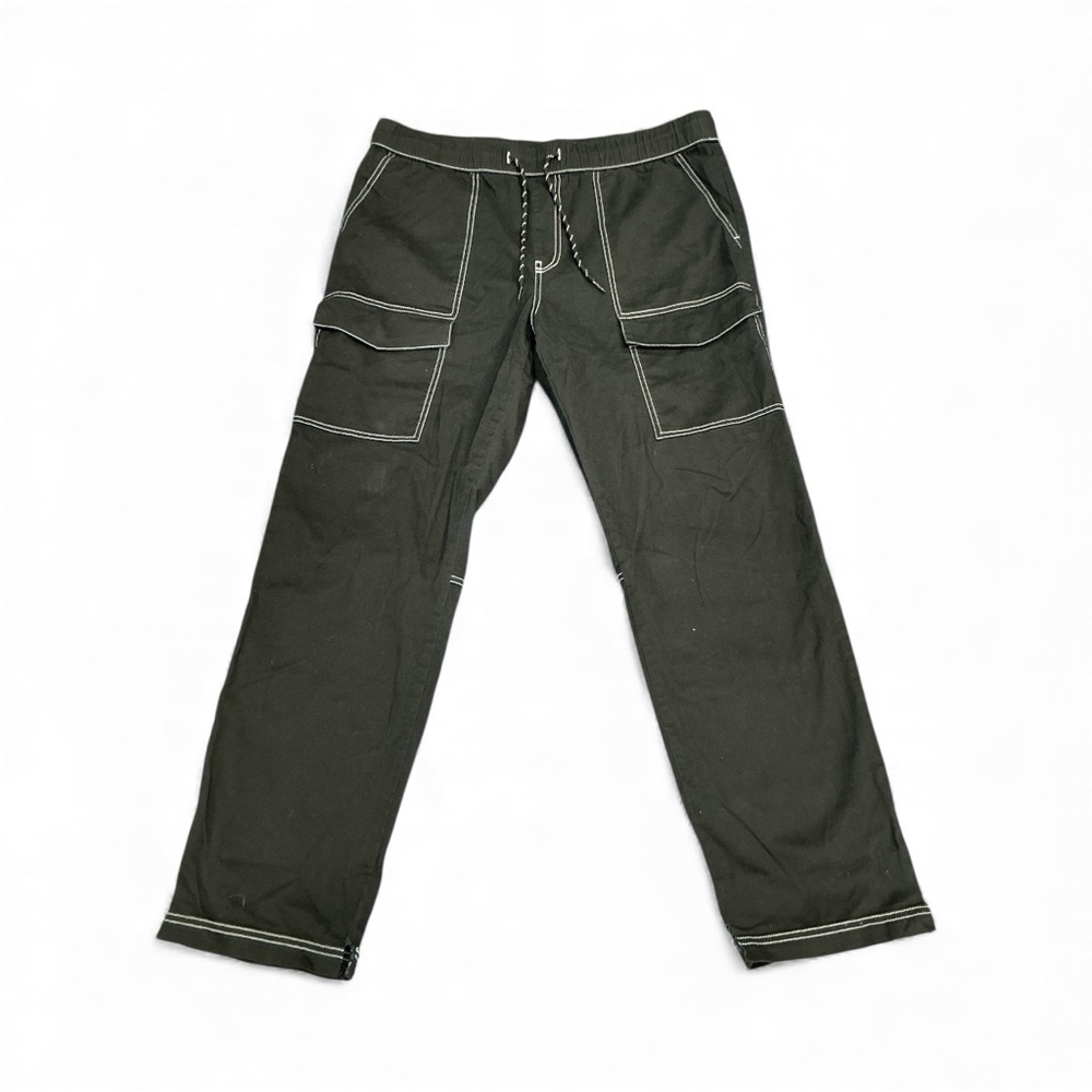 Men's Dark Cargo Pants with Contrast Stitching